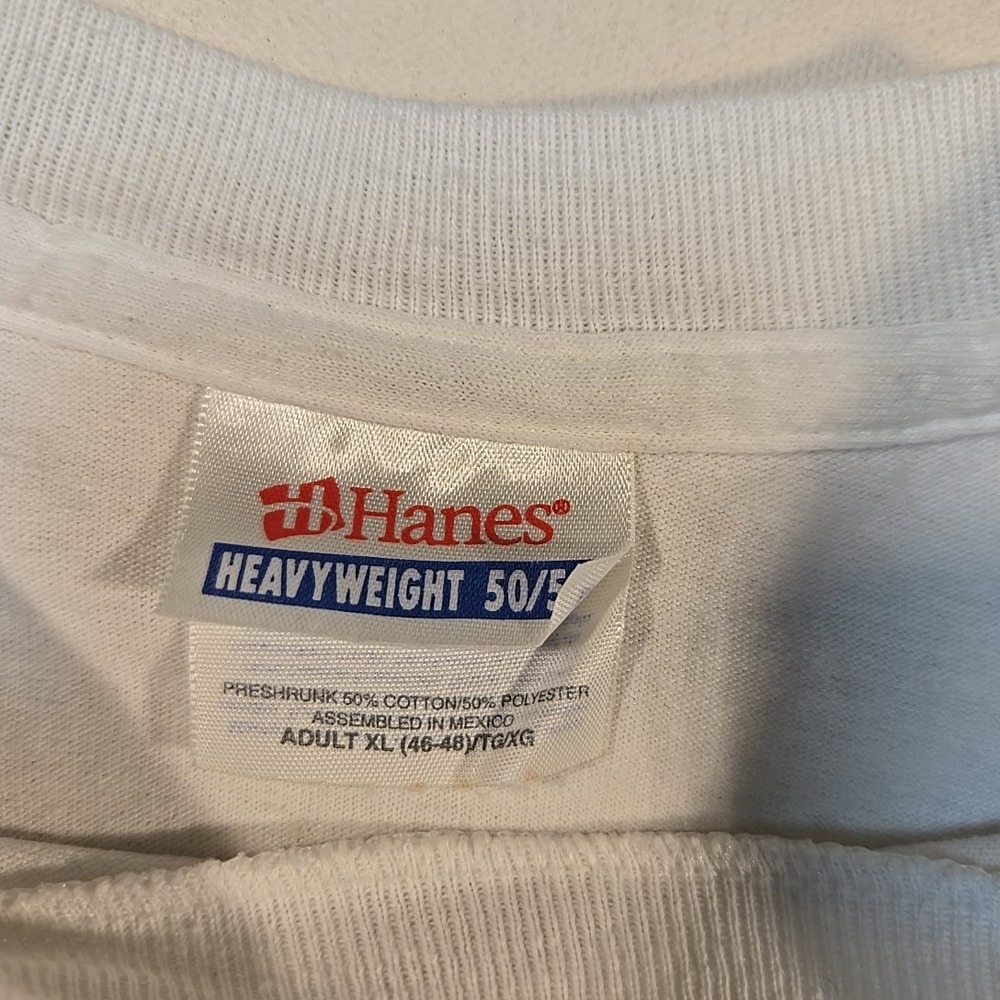 VTG 90s XL Ladies Workout Express T-Shirt Single Stitch Neon Gym 50/50 Hanes Tee - Picture 5 of 10